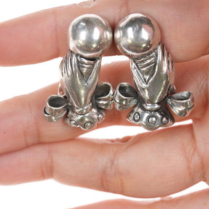 William Spratling silver modernist sterling screw back hand earrings