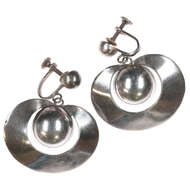 William Spratling silver modernist sterling screw back earrings sphere