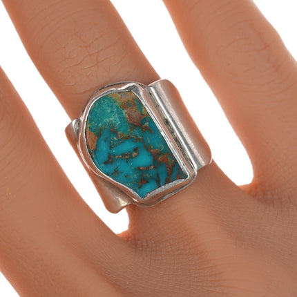 sz6.75 JL Taos Pueblo Freeform sterling high grade turquoise ring