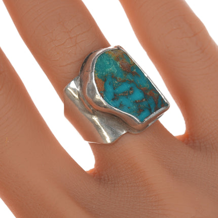 sz6.75 JL Taos Pueblo Freeform sterling high grade turquoise ring