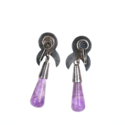 Antonio Pineda (1919-2009) Taxco articulating silver and amethyst pin/earrings
