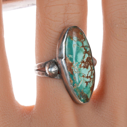 sz9 30's-40's Navajo silver and turquoise ring