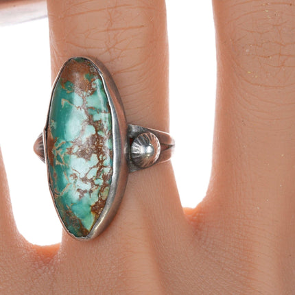 sz9 30's-40's Navajo silver and turquoise ring