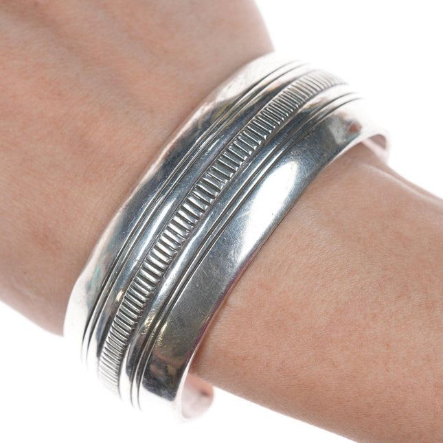 7" Vintage Navajo chiseled silver bracelet