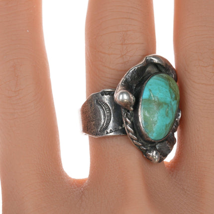 sz10.5 Vintage Native American Sterling and turquoise ring