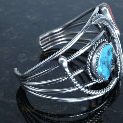 Bracciale vintage Navajo Sterling turchese e corallo