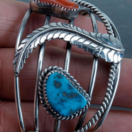 Bracciale vintage Navajo Sterling turchese e corallo