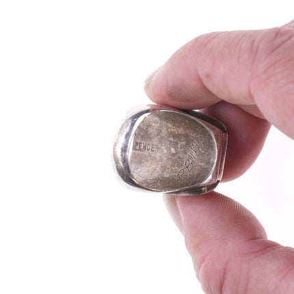 sz11 复古斯宾塞纳瓦霍纯绿松石和珍珠母戒指