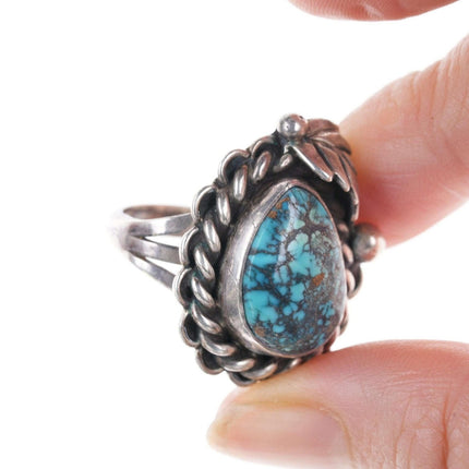 sz7.75 c1960 Navajo High Grade spiderweb turquoise ring