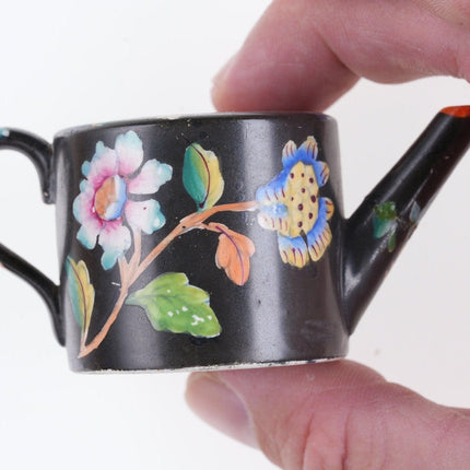 C1810 Davenport Miniature Black Ground Resist Peony Famille Noire Teapot