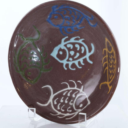 Harding Black (1912-2004) Texas Studio Art Keramik Tubelined Quetschbeutel verzierte Fischschale
