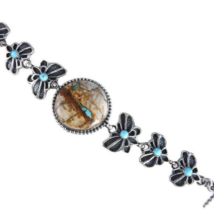6.5" Harold Tahe Navajo Sterling/Turquoise Link bracelet