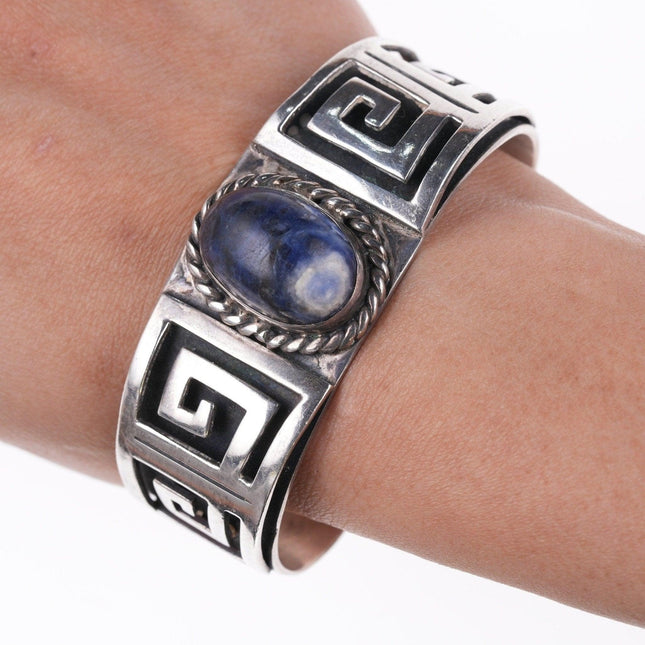 6 5/8" Vintage Los Castillo Sterling and Sodalite bracelet