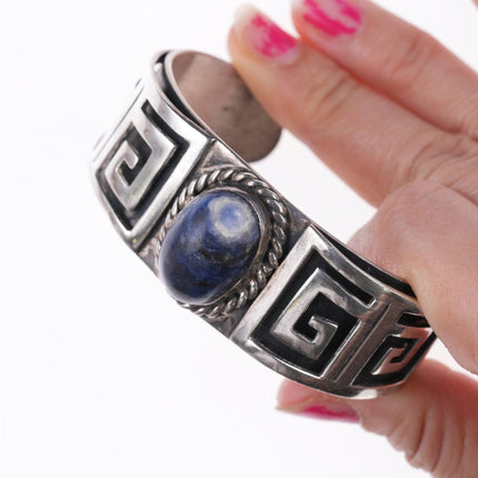 6 5/8" Vintage Los Castillo Sterling and Sodalite bracelet