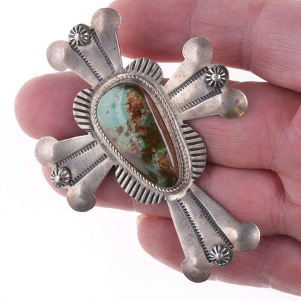 Vintage Randy Boyd Navajo Sterling and Royston turquoise cross pendant/pin