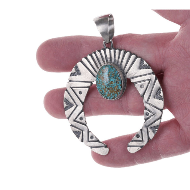 Benny Ramone Sterling Silver and Turquoise Mountain Turquoise Naja Pendant