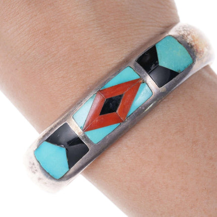 Vintage Channel inlay silver cuff bracelet