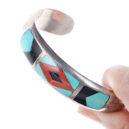 Vintage Channel inlay silver cuff bracelet