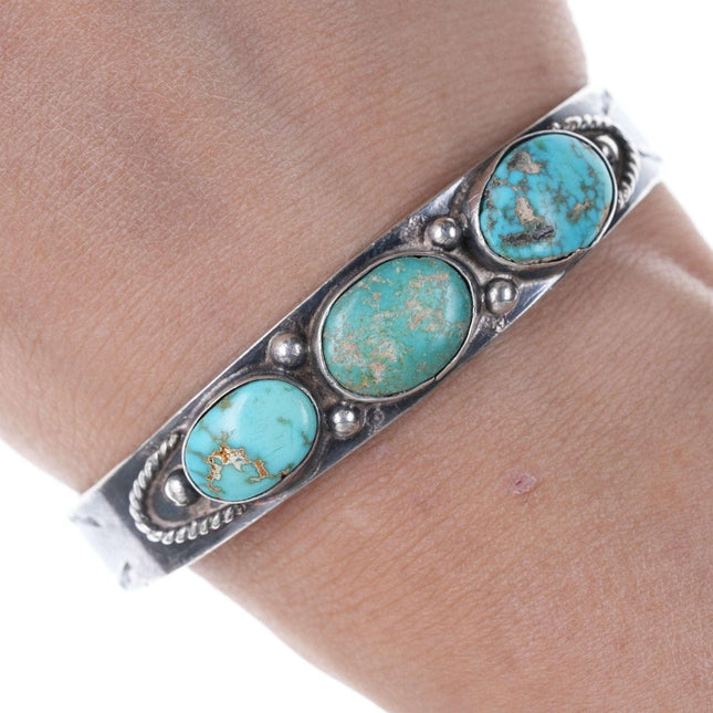 c1940's Navajo Stamped silver and turquoise bracelet