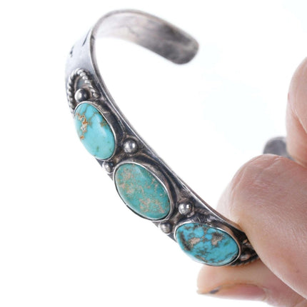 c1940's Navajo Stamped silver and turquoise bracelet