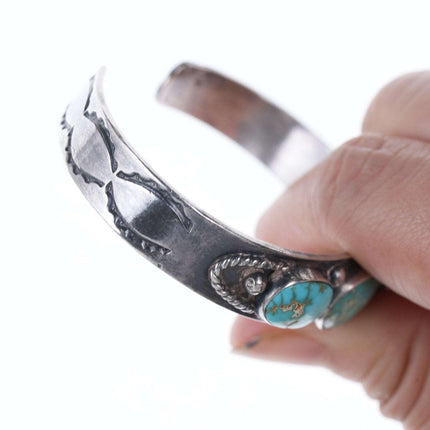 c1940's Navajo Stamped silver and turquoise bracelet