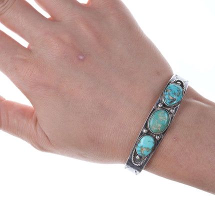 c1940's Navajo Stamped silver and turquoise bracelet