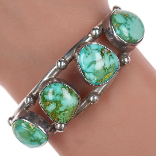 6.25" Michael Rogers Paiute Native American sterling high grade turquoise cuff b