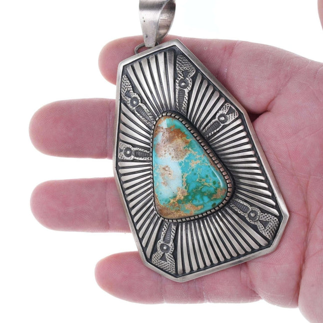 Ernest Bilay Sr. Navajo Sterling and Royston Turquoise Pendant