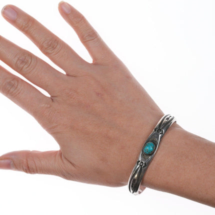 6 3/8" 20's-30's Ingot Silver Navajo turquoise cuff bracelet