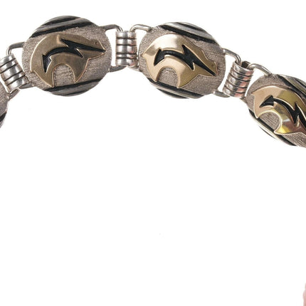 Leonard Platero Navajo for MM Rogers 14K Gold/Sterling Silver Bear Link Bracelet
