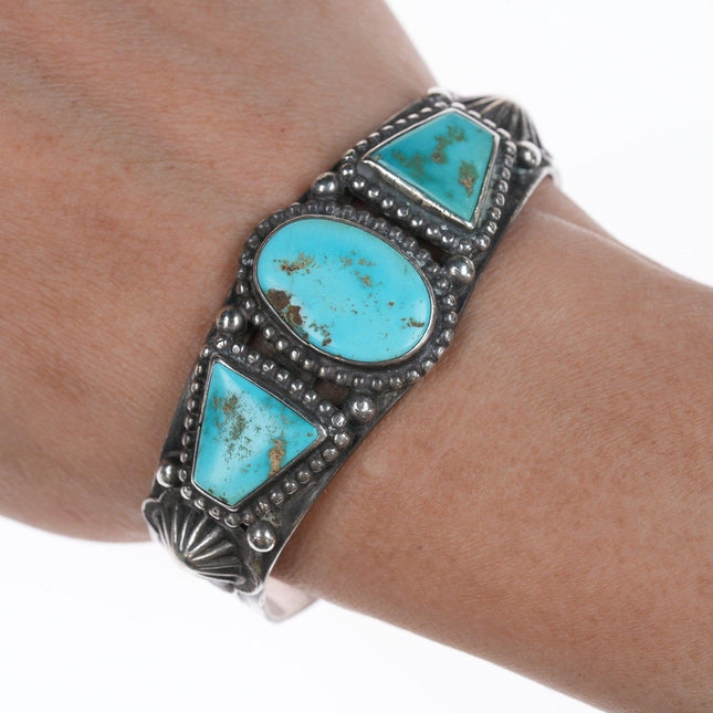 6.25" c1940's Navajo silver and turquoise cuff bracelet