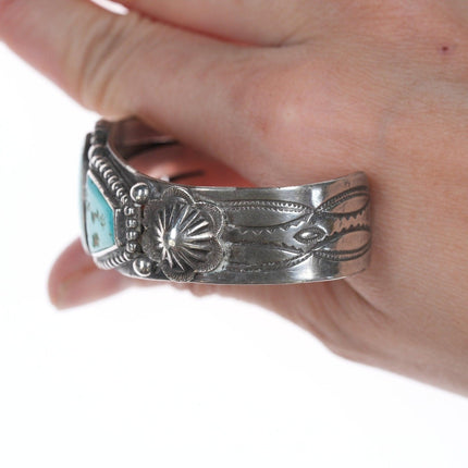 6.25" c1940's Navajo silver and turquoise cuff bracelet