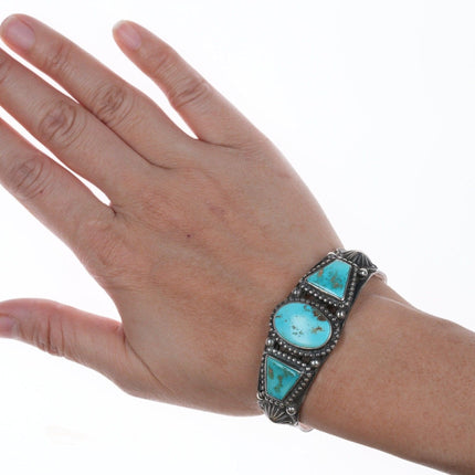 6.25" c1940's Navajo silver and turquoise cuff bracelet