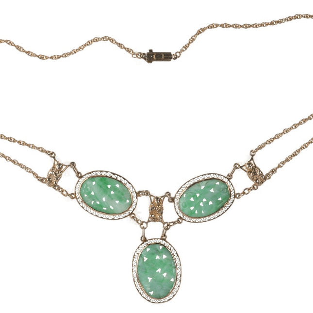 Collana in stile Art Déco in giada 14k/giada del 1920 circa