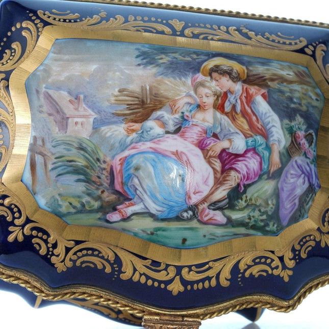 Large French Sevres Style Porcelain Jewelry Casket