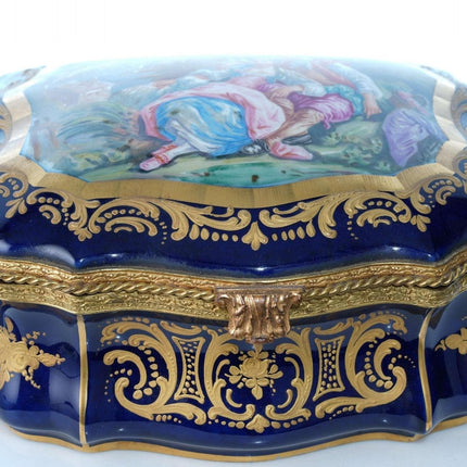 Large French Sevres Style Porcelain Jewelry Casket