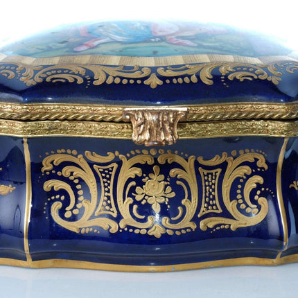 Large French Sevres Style Porcelain Jewelry Casket