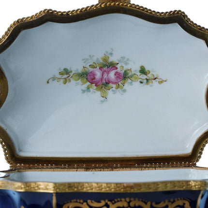 Large French Sevres Style Porcelain Jewelry Casket