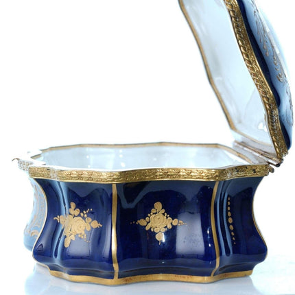 Large French Sevres Style Porcelain Jewelry Casket