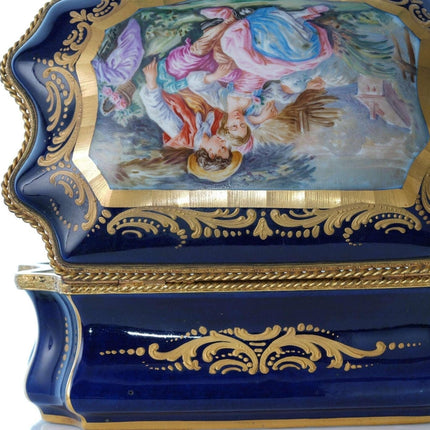 Large French Sevres Style Porcelain Jewelry Casket