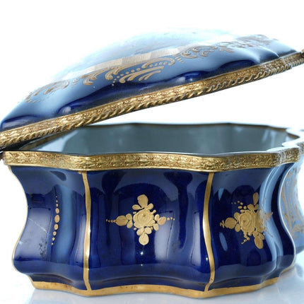 Large French Sevres Style Porcelain Jewelry Casket