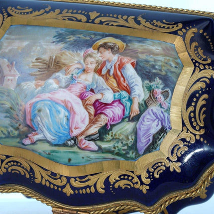 Large French Sevres Style Porcelain Jewelry Casket