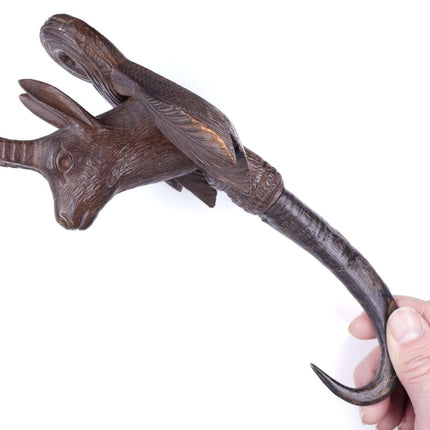 c1890 Black Forest/Horn Carved Wood Coat hook