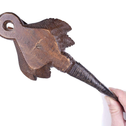 c1890 Black Forest/Horn Carved Wood Coat hook