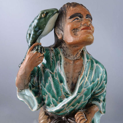 Meiji-Zeit Kutani-Figur Gama Sennin Toad Immortal 19. Jahrhundert 9,25"