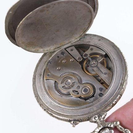 Huge Antique Miners Presentation Pocket Watch 50mm works 70mm case 58mm dial