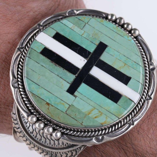 Jeanette Dale Navajo Sterling-Manschettenarmband mit Kanaleinlage