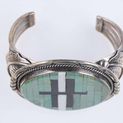 Jeanette Dale Navajo Sterling-Manschettenarmband mit Kanaleinlage