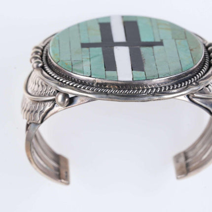 Jeanette Dale Navajo Sterling-Manschettenarmband mit Kanaleinlage