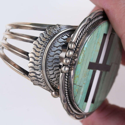 Jeanette Dale Navajo Sterling-Manschettenarmband mit Kanaleinlage